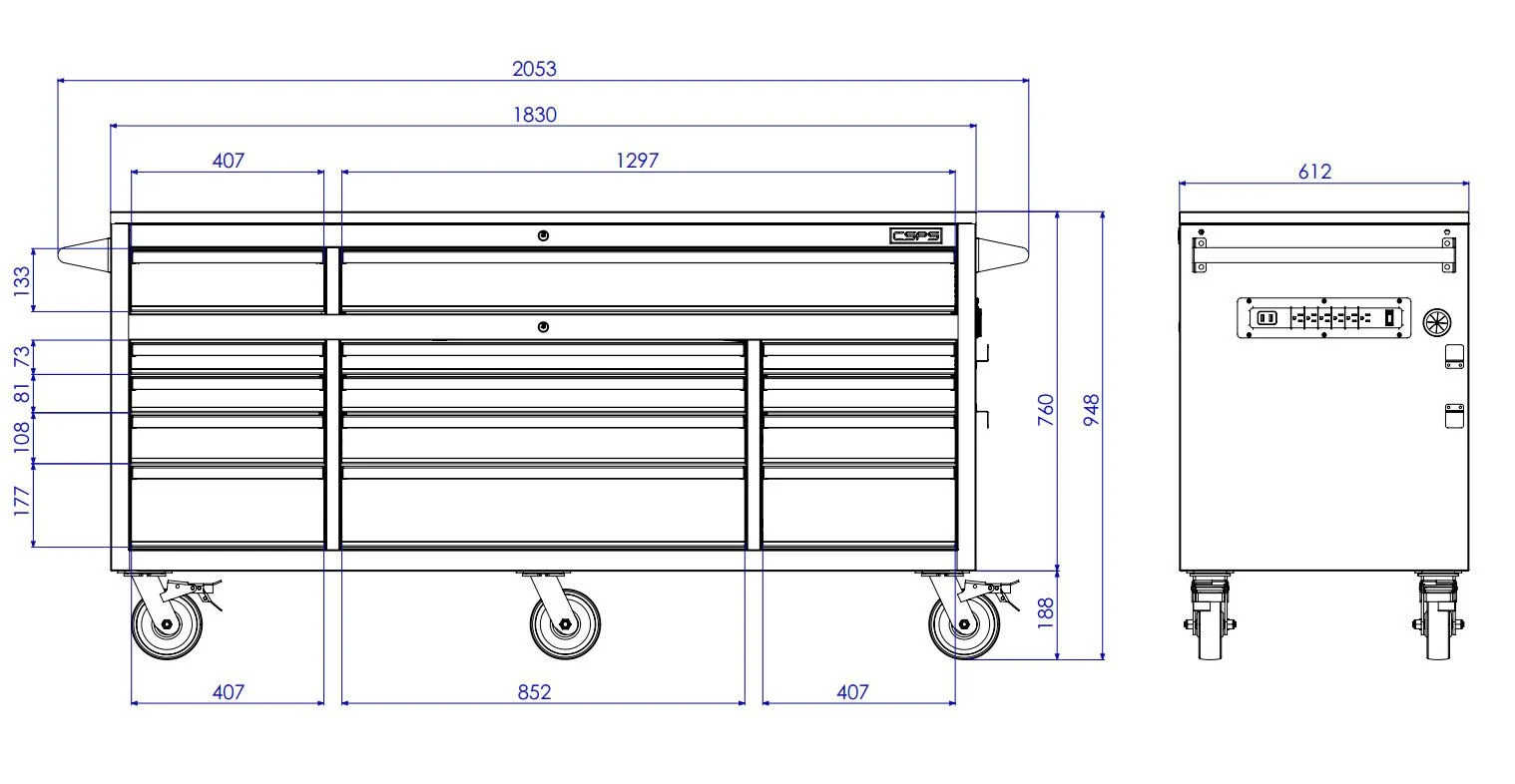 Tủ đựng đồ nghề cơ khí CSPS 183cm - 14 hộc kéo màu trắng. MSP: VNTC18314BJ1M - Ảnh 11