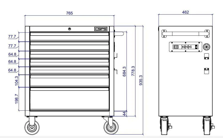 Tủ đựng đồ nghề CSPS 76 cm – 07 hộc kéo màu đen tay cầm trắng. MSP: VNTC07607BB7 - Ảnh 14